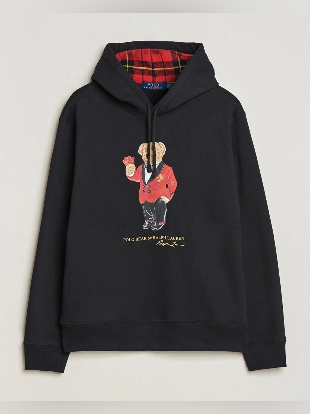 Men’s Polo Ralph Lauren Black Hoodie with Red Polo Bear size M like new 🔥 - Picture 2 of 6